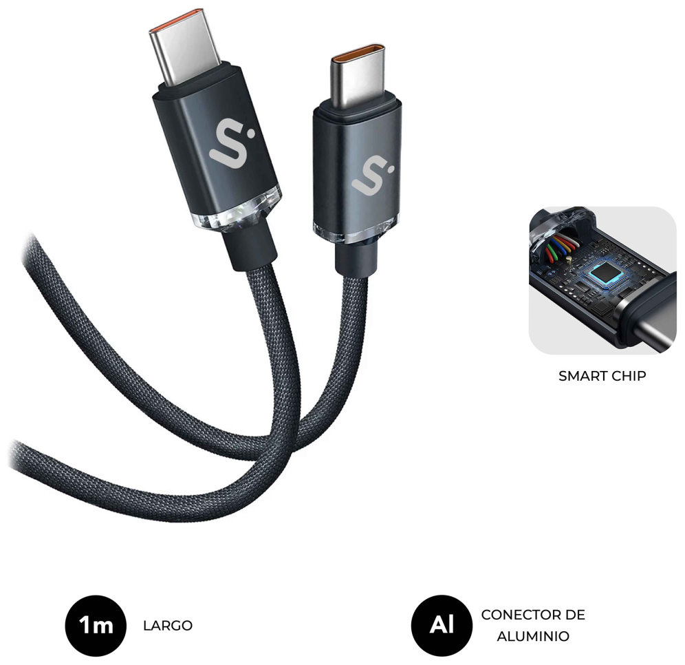 SUBBLIM CABLE OPTIMUS 60W C-C 1m BLACK