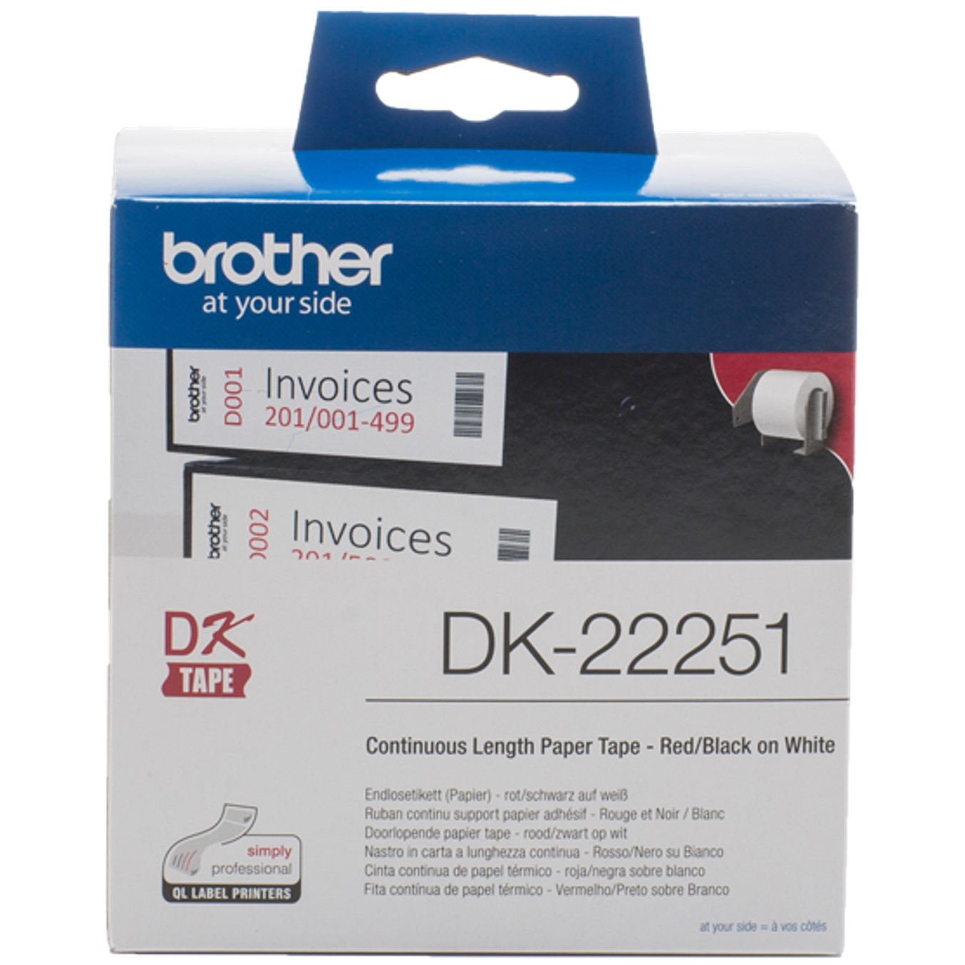 ETIQUETAS CINTA CONTINUA BROTHER DK22251 NEGRO/ ROJO 62MM 15.24M