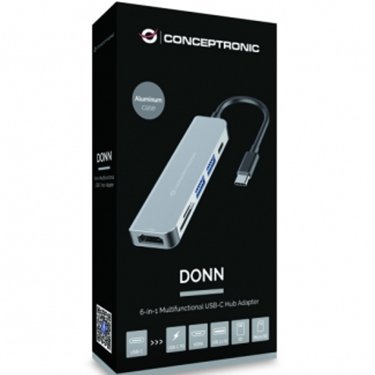 ADAPTADOR HUB 6 EN 1 CONCEPTRONIC USB TIPO C A HDMI / USBC / USB 3.0 / SD / TF