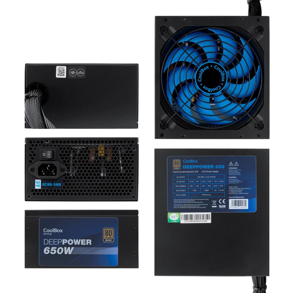 FUENTE DE ALIMENTACION COOLBOX GAMING DEEPPOWER 650W 80 PLUS BRONZE, 14 CM, FULL RANGE