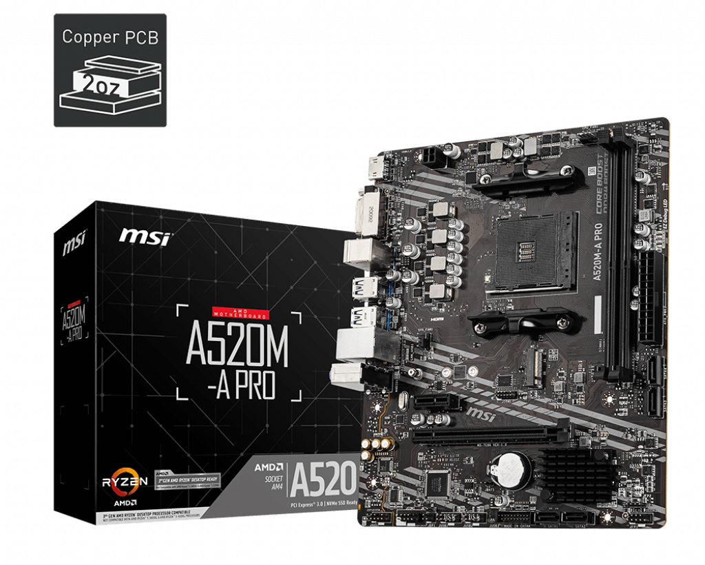 PLACA BASE MSI AM4 A520M-A PRO M-ATX DDR4