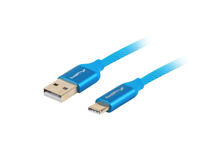 CABLE USB LANBERG 2.0 MACHO/ USB TIPO C MACHO QUICK CHARGE 3.0 1M AZUL