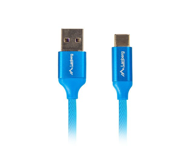 CABLE USB LANBERG 2.0 MACHO/USB TIPO C MACHO QUICK CHARGE 3.0 1.8M AZUL