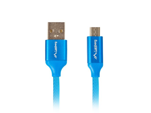 CABLE USB LANBERG 2.0 MACHO/MICRO USB MACHO QUICK CHARGE 3.0 1M AZUL