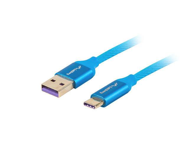 CABLE USB LANBERG 2.0 MACHO/USB TIPO C MACHO 5A 1M AZUL