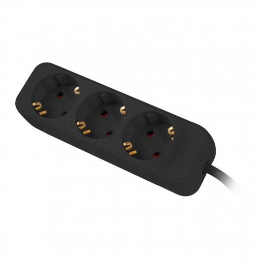 REGLETA LANBERG 3 TOMAS SCHUKO NEGRA 1.5M