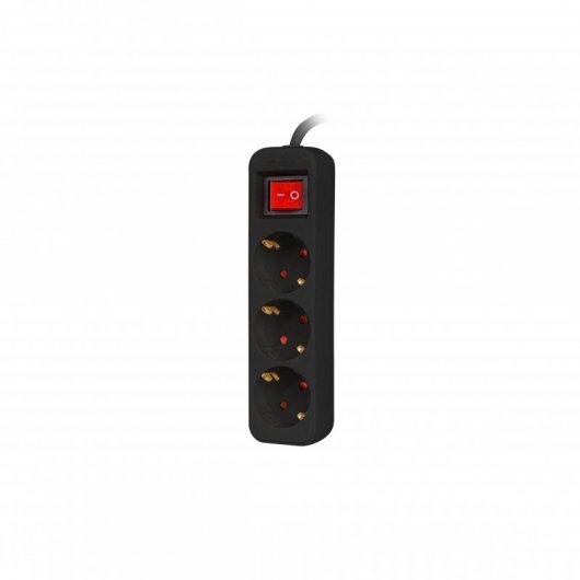 REGLETA LANBERG 3 TOMAS SCHUKO CON PROTECION NEGRA 1.5M