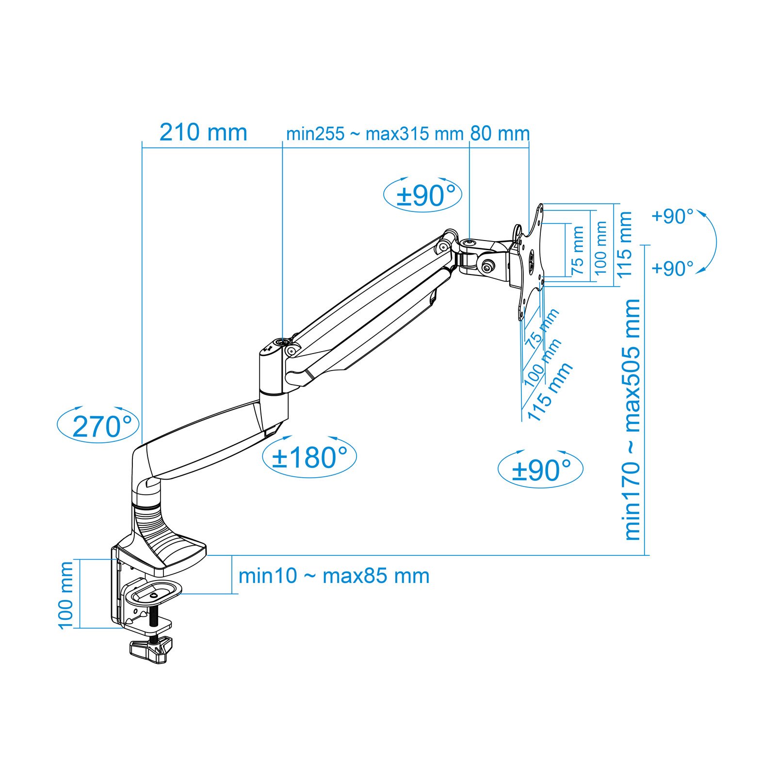 SOPORTE MESA MONITOR TOOQ DB3032TNR-S 13-32" MAX 9KG