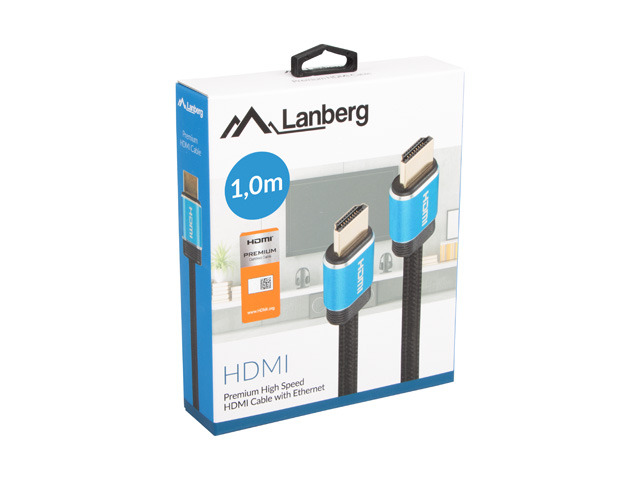 CABLE HDMI LANBERG M/M V2.0 PREMIUM CERTIFICATE 1M NEGRO