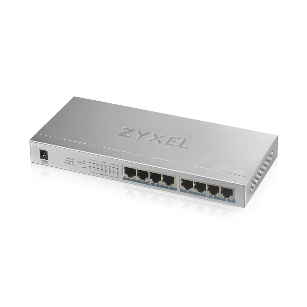SWITCH 8 PUERTOS ZYXEL / GESTIONABLE / POE / FULL DUPLEX 10/100/1000