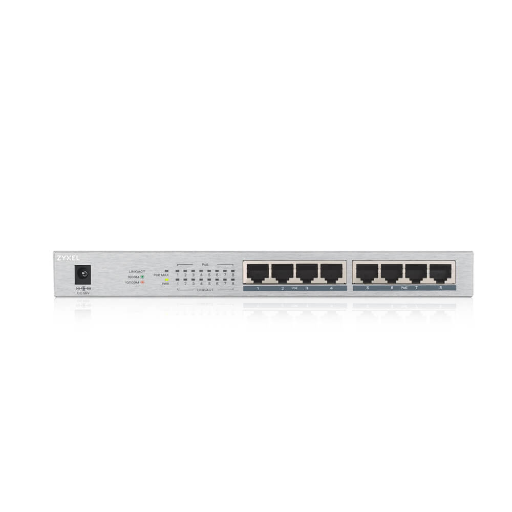 SWITCH 8 PUERTOS ZYXEL / GESTIONABLE / POE / FULL DUPLEX 10/100/1000