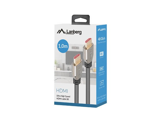 CABLE HDMI LANBERG M/M V2.1 8K 60HZ 1M NEGRO