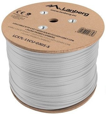 BOBINA CAT.7 LANBERG SFTP 305M SOLID CU LSZH CPR + FLUKE PASSED GRIS