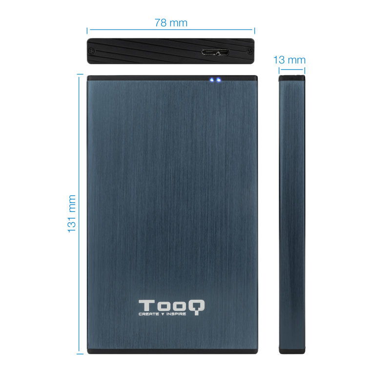 CAJA EXTERNA TOOQ TQE-2527PB 2.5" 9,5 MM SATA USB 3.0/3.1 AZUL