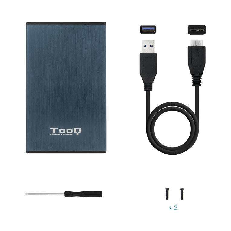 CAJA EXTERNA TOOQ TQE-2527PB 2.5" 9,5 MM SATA USB 3.0/3.1 AZUL