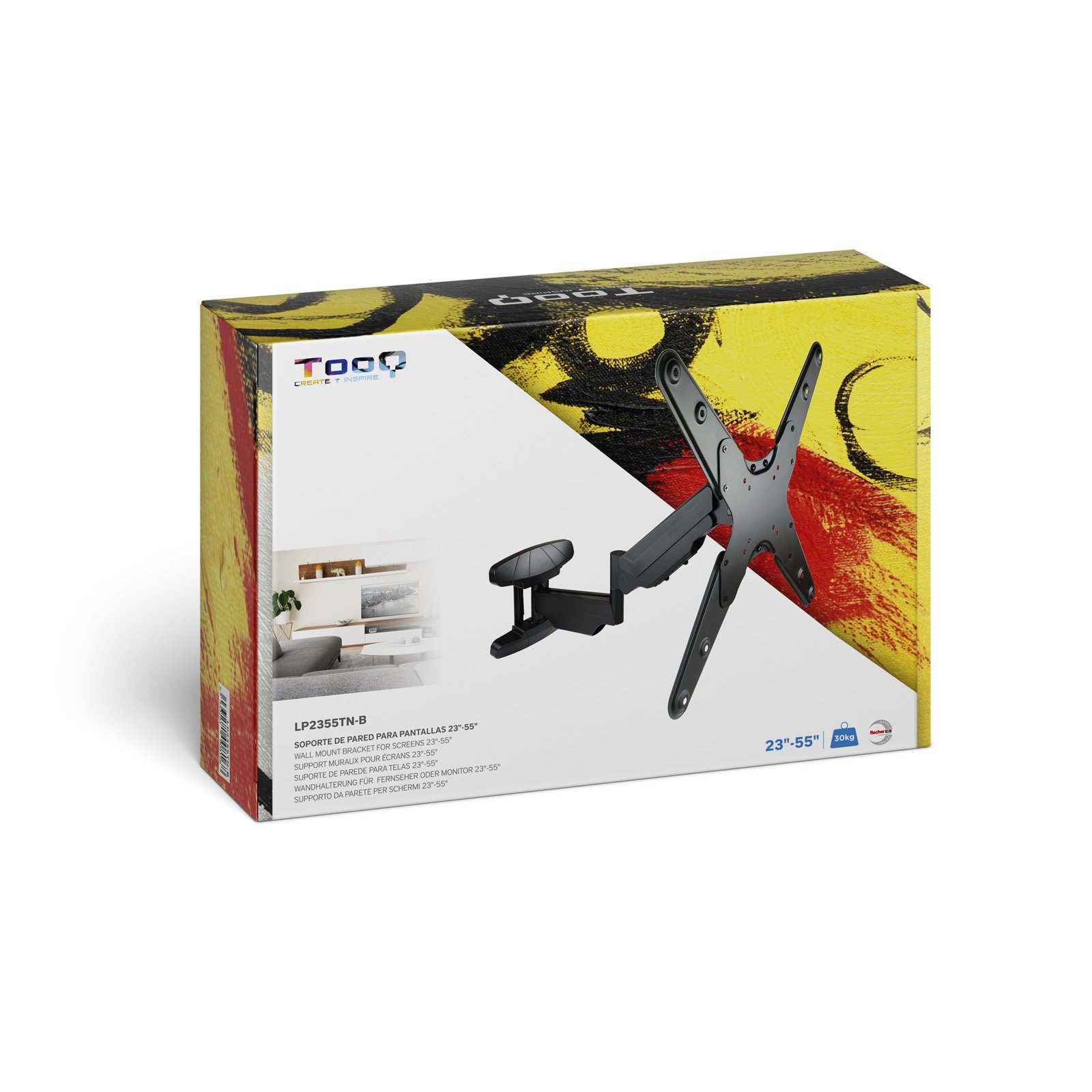 SOPORTE TV/MONITOR TOOQ 23"-55" GIRATORIO/INCLINABLE NEGRO VESA MAX 400x400/ INCLINABLE 5º-15º/ GIRABLE-90º/ CARGA MAXIMA 30KG