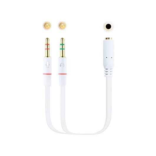 CABLE AUDIO 1XJACK-3.5 A 2XJACK-3.5 NANOCABLE 20CM BLANCO/ HEMBRA A 2XMACHO/ 4PIN/ 3PIN/ BLANCO