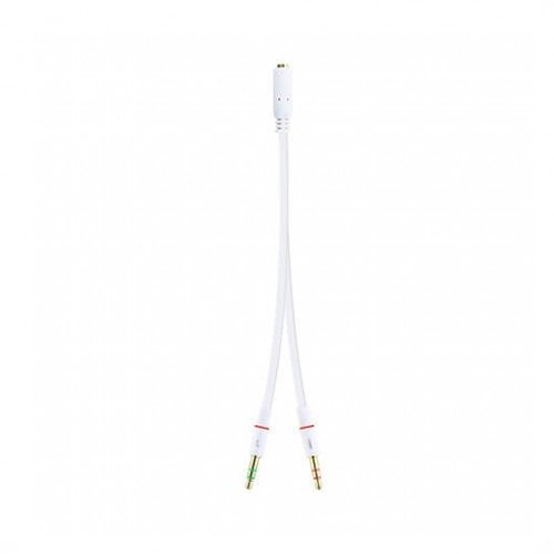 CABLE AUDIO 1XJACK-3.5 A 2XJACK-3.5 NANOCABLE 20CM BLANCO/ HEMBRA A 2XMACHO/ 4PIN/ 3PIN/ BLANCO