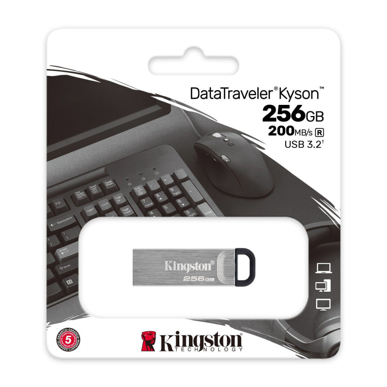 DataTraveler Kyson unidad flash USB 256 GB USB tipo A 3.2 Gen 1 (3.1 Gen 1) Plata