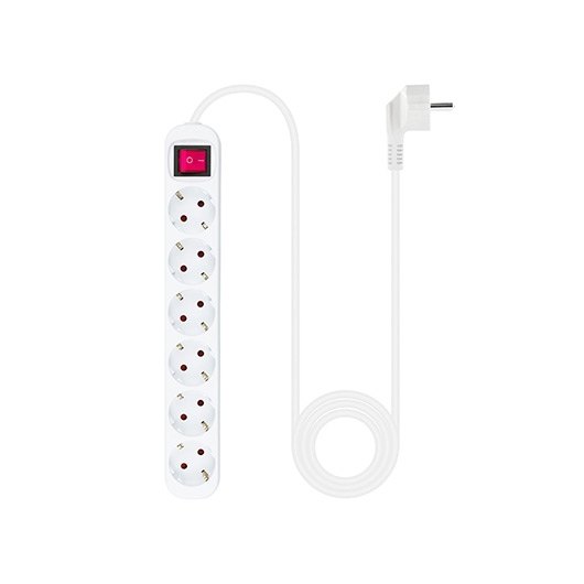REGLETA 6 TOMAS 1.4M NANOCABLE CON INTERRUPTOR BLANCO 250V/ PROTECCION