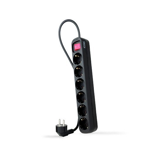 REGLETA 6 TOMAS 1.4M NANOCABLE CON INTERRUPTOR NEGRO/ 250V/ PROTECCION