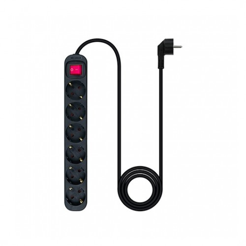 REGLETA 6 TOMAS 1.4M NANOCABLE CON INTERRUPTOR NEGRO/ 250V/ PROTECCION