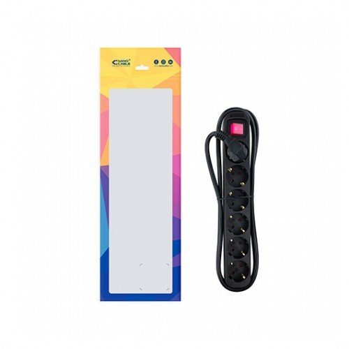 REGLETA 6 TOMAS 1.4M NANOCABLE CON INTERRUPTOR NEGRO/ 250V/ PROTECCION