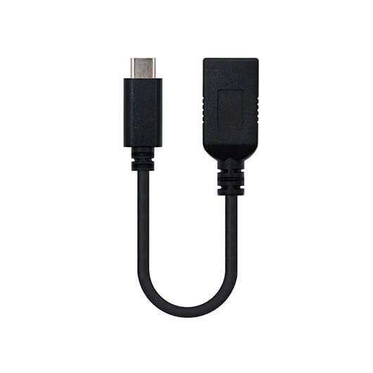 CABLE OTG USB TIPO A 3.1 A USB TIPO C 3.1 NANOCABLE 15CM/ HEMBRA-MACHO/ NEGRO