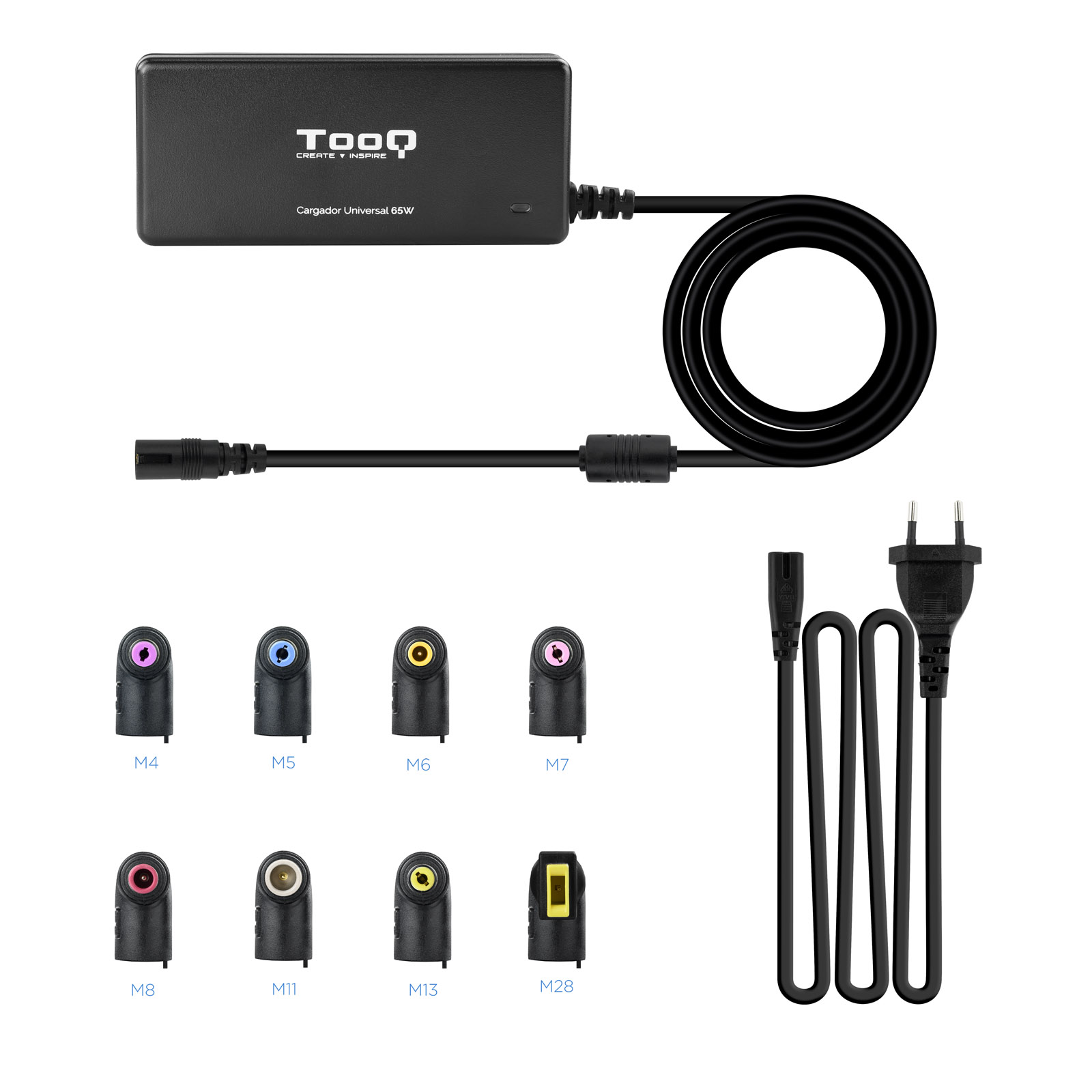 CARGADOR PORTATIL UNIVERSAL TOOQ TQLC-65BS02AT 65W 1 X USB 8C NEGRO