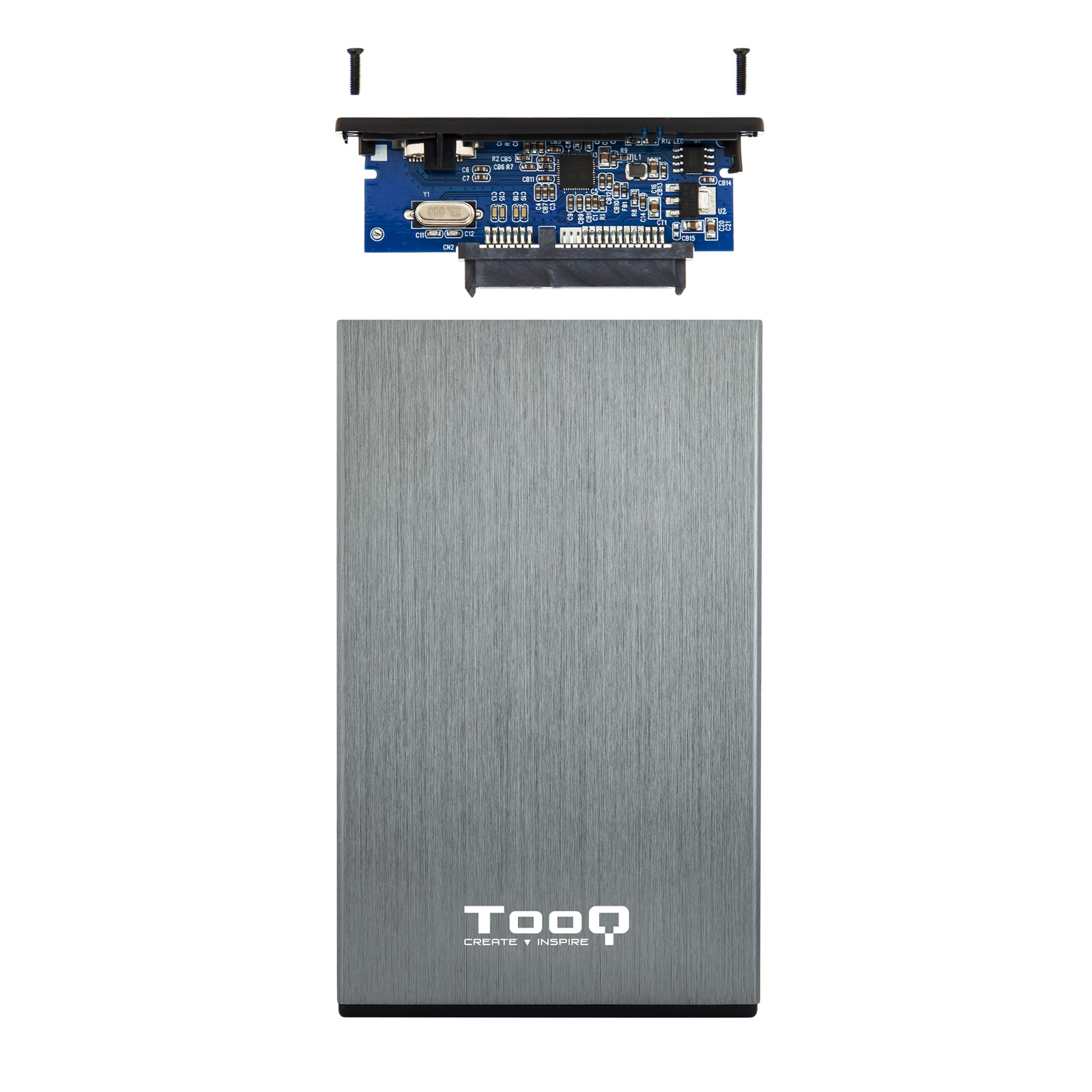 CAJA EXTERNA TOOQ TQE-2527G PARA HHD/SSD 2.5" 9.5MM SATA USB 3.0 GRIS