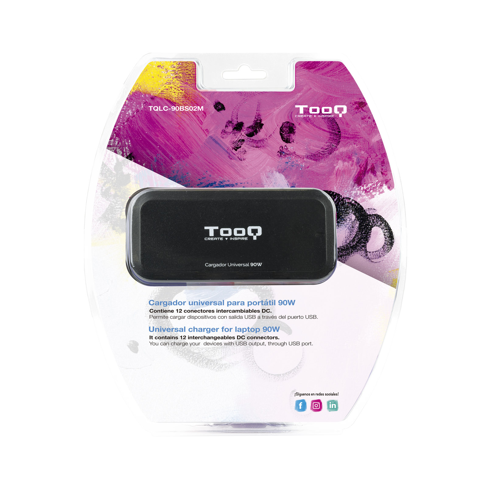 CARGADOR PORTATIL UNIVERSAL TOOQ TQLC-90BS02M 90W 1 X USB 12C NEGRO