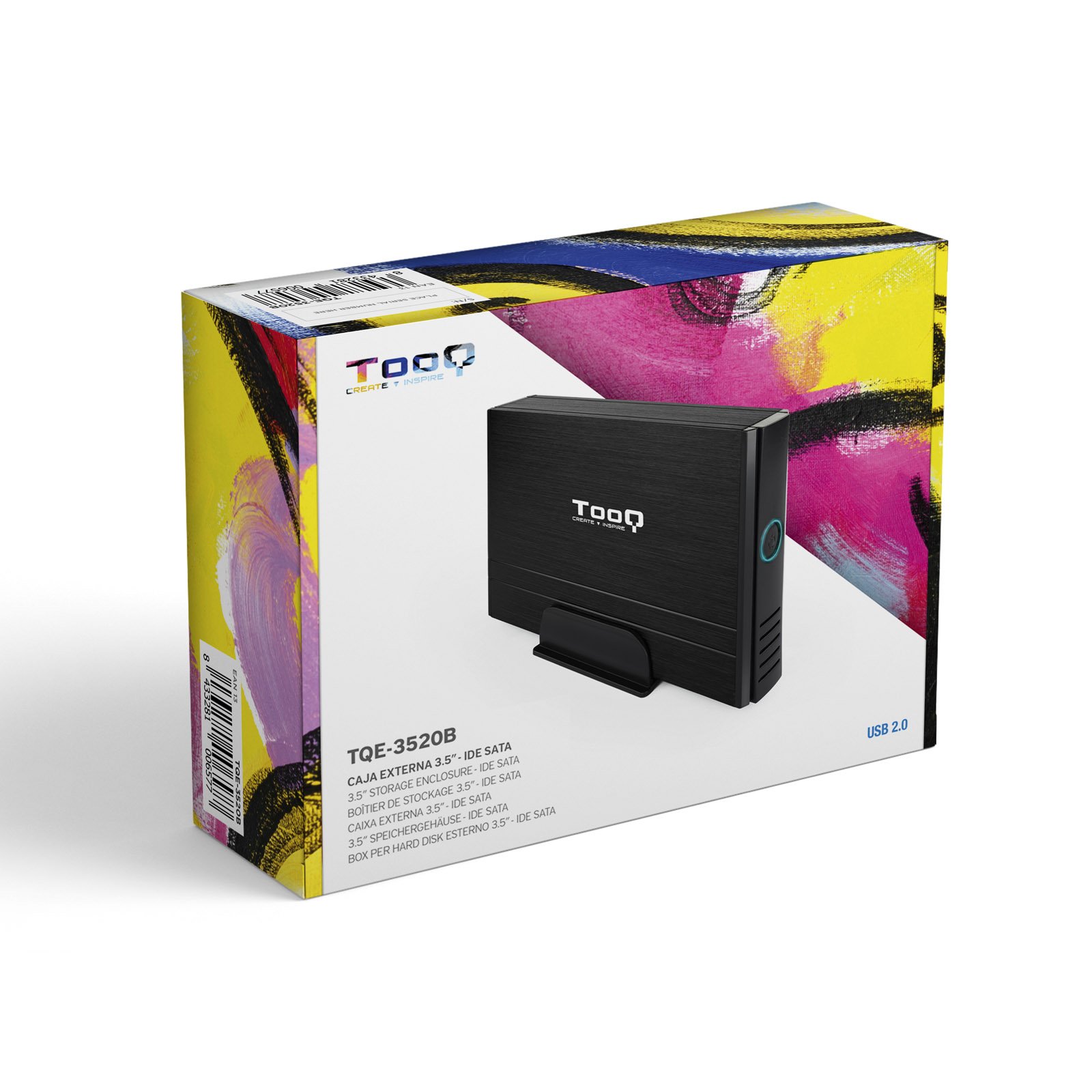 CAJA EXTERNA TOOQ TQE-3520B PARA HDD 3.5" SATA / IDE USB 2.0 NEGRO