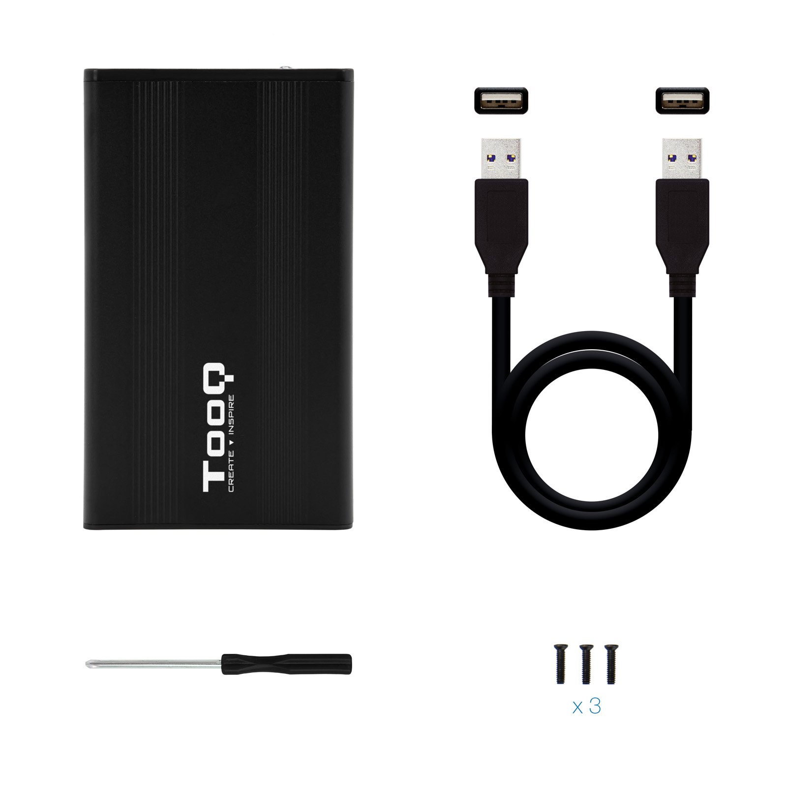 CAJA EXTERNA TOOQ TQE-2510B HDD/SSD 2.5" 9.5MM SATA USB 2.0 NEGRA