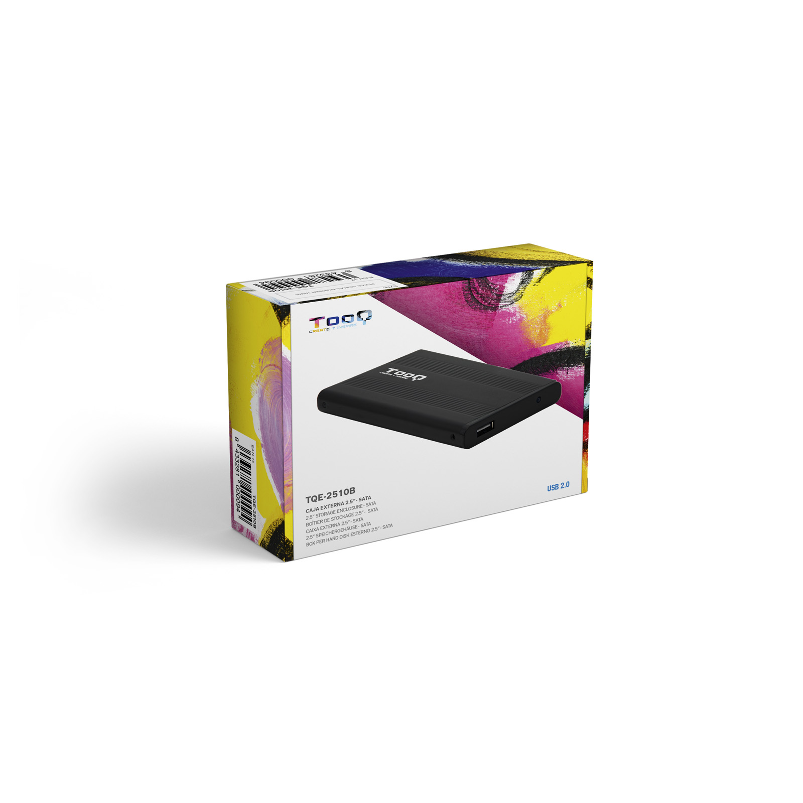 CAJA EXTERNA TOOQ TQE-2510B HDD/SSD 2.5" 9.5MM SATA USB 2.0 NEGRA