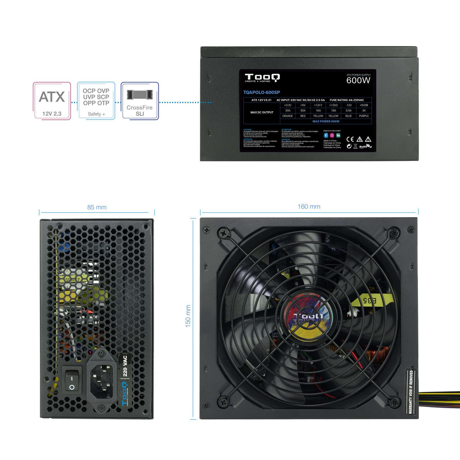 FUENTE DE ALIMENTACION TOOQ TQAPOLO-600SP ATX 600W