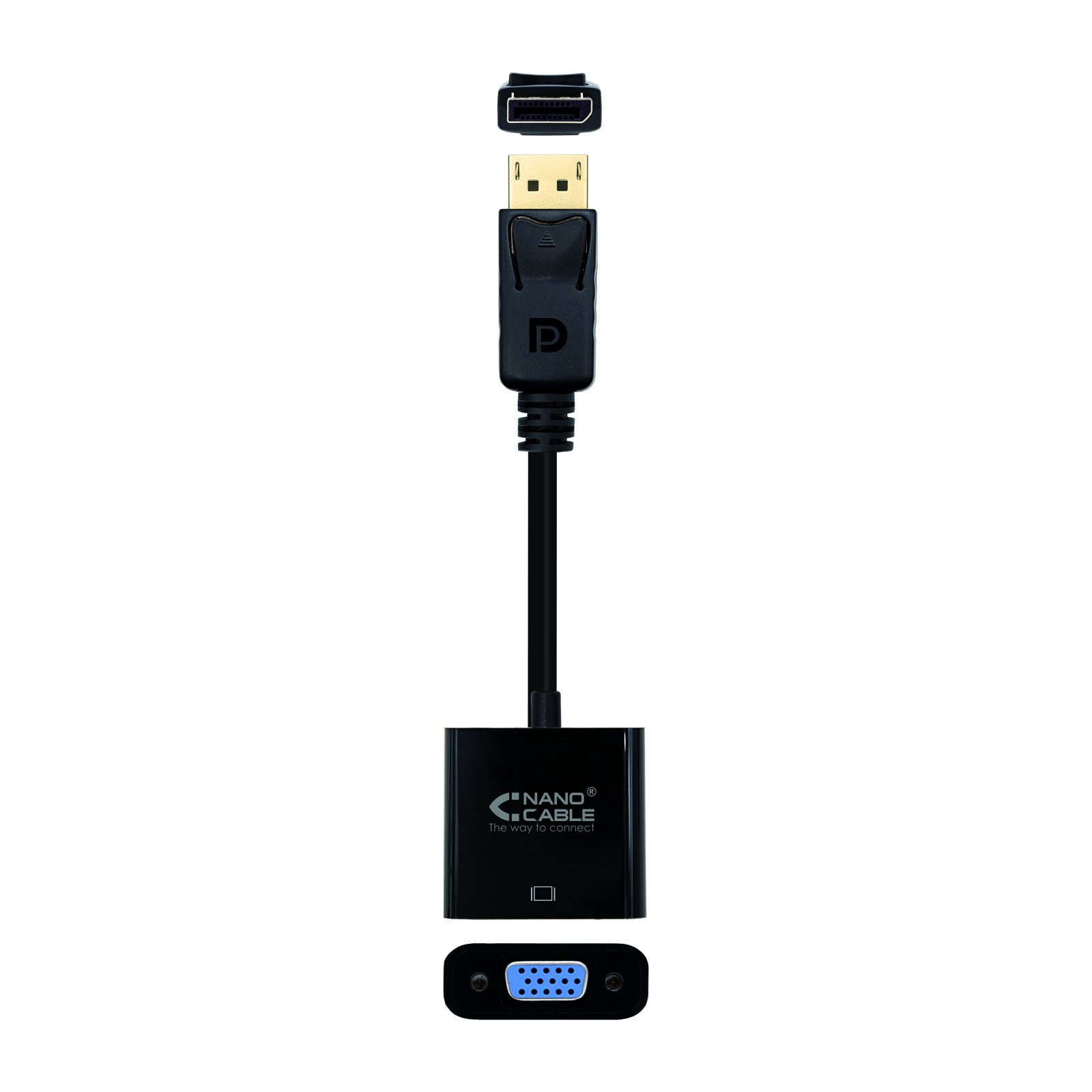 ADAPTADOR DISPLAYPORT A SVGA NANOCABLE MACHO-HEMBRA 15CM NEGRO
