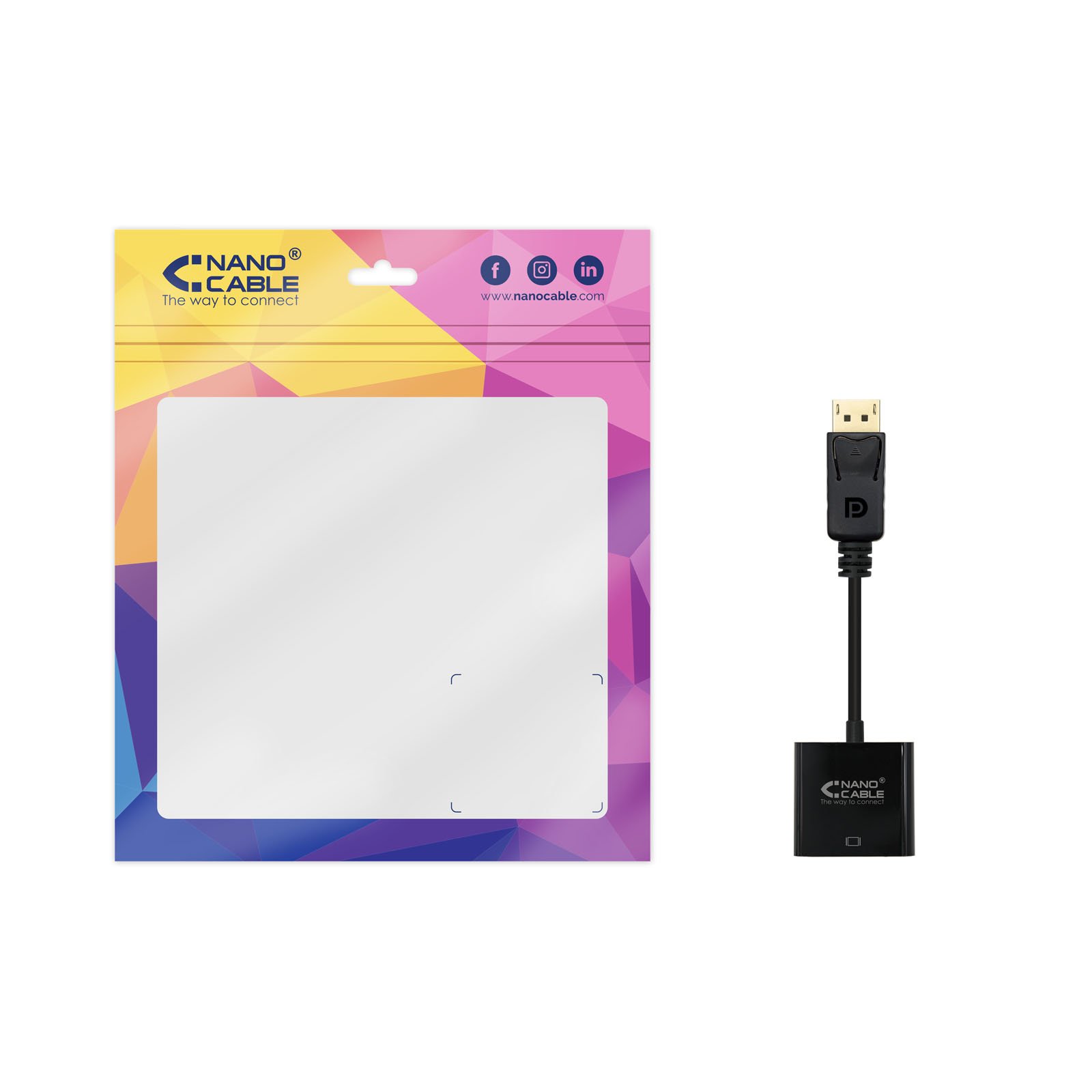 ADAPTADOR DISPLAYPORT A SVGA NANOCABLE MACHO-HEMBRA 15CM NEGRO