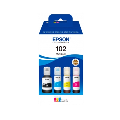 MULTIPACK BOTELLAS TINTA EPSON ECOTANK 102 NEGRO CIAN MAGENTA AMARILLO