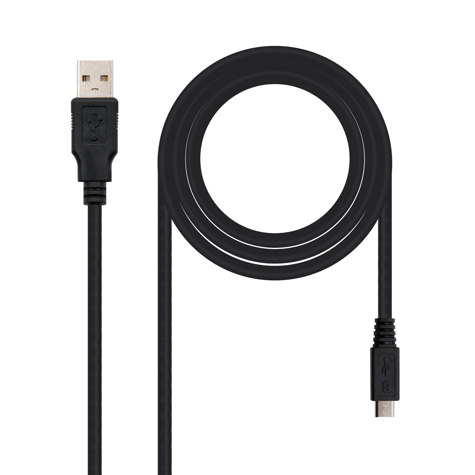 CABLE USB 2.0 A MICRO USB NANOCABLE 0.8M/ MACHO-HEMBRA/ NEGRO