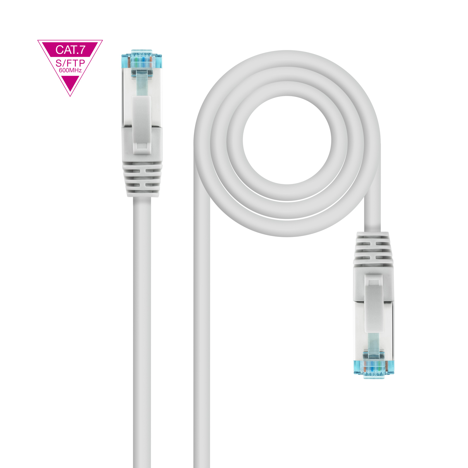LATIGUILLO CABLE DE RED NANOCABLE RJ45 LSZH CAT.7 2M GRIS 600MHz/ 2M/ AWG26/ GRIS
