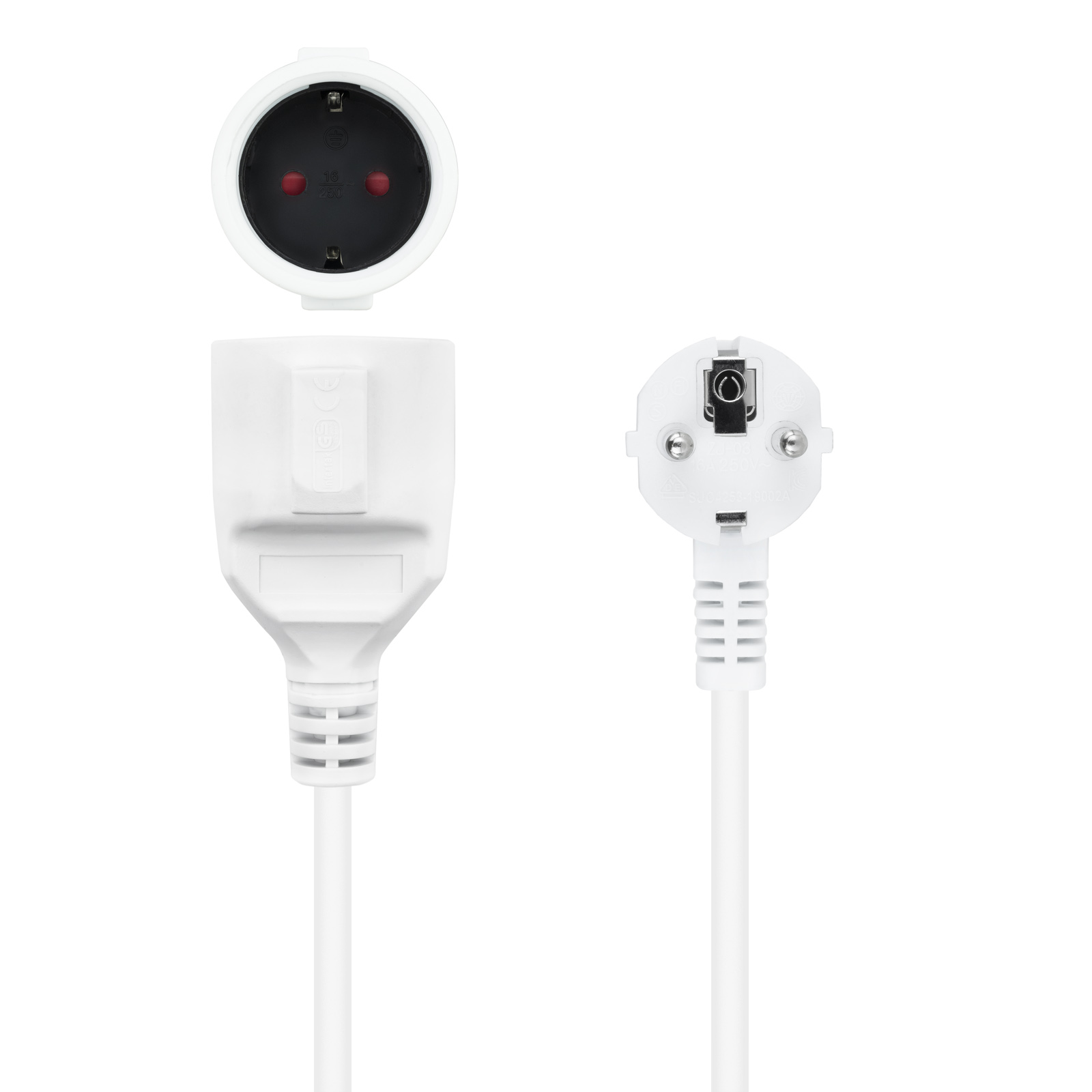 CABLE DE ALIMENTACION SCHUKO NANOCABLE 2M/ MACHO-HEMBRA/ BLANCO