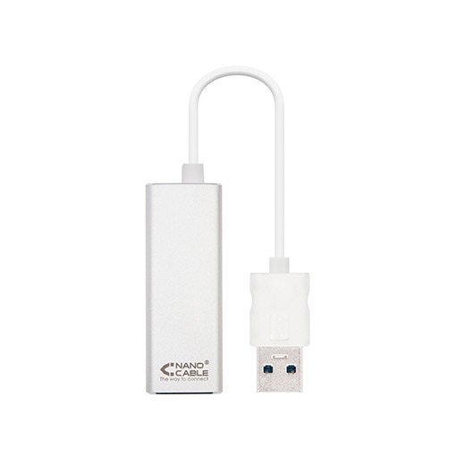 CABLE CONVERSOR USB 3.0 A GIGABIT ETHERNET NANOCABLE 10/100/1000MBPS 15CM/ MACHO-HEMBRA/ ALUMINIO