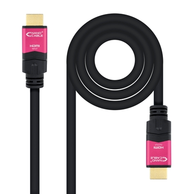 CABLE HDMI 2.0 NANOCABLE 4K 25M/ MACHO-MACHO/ NEGRO