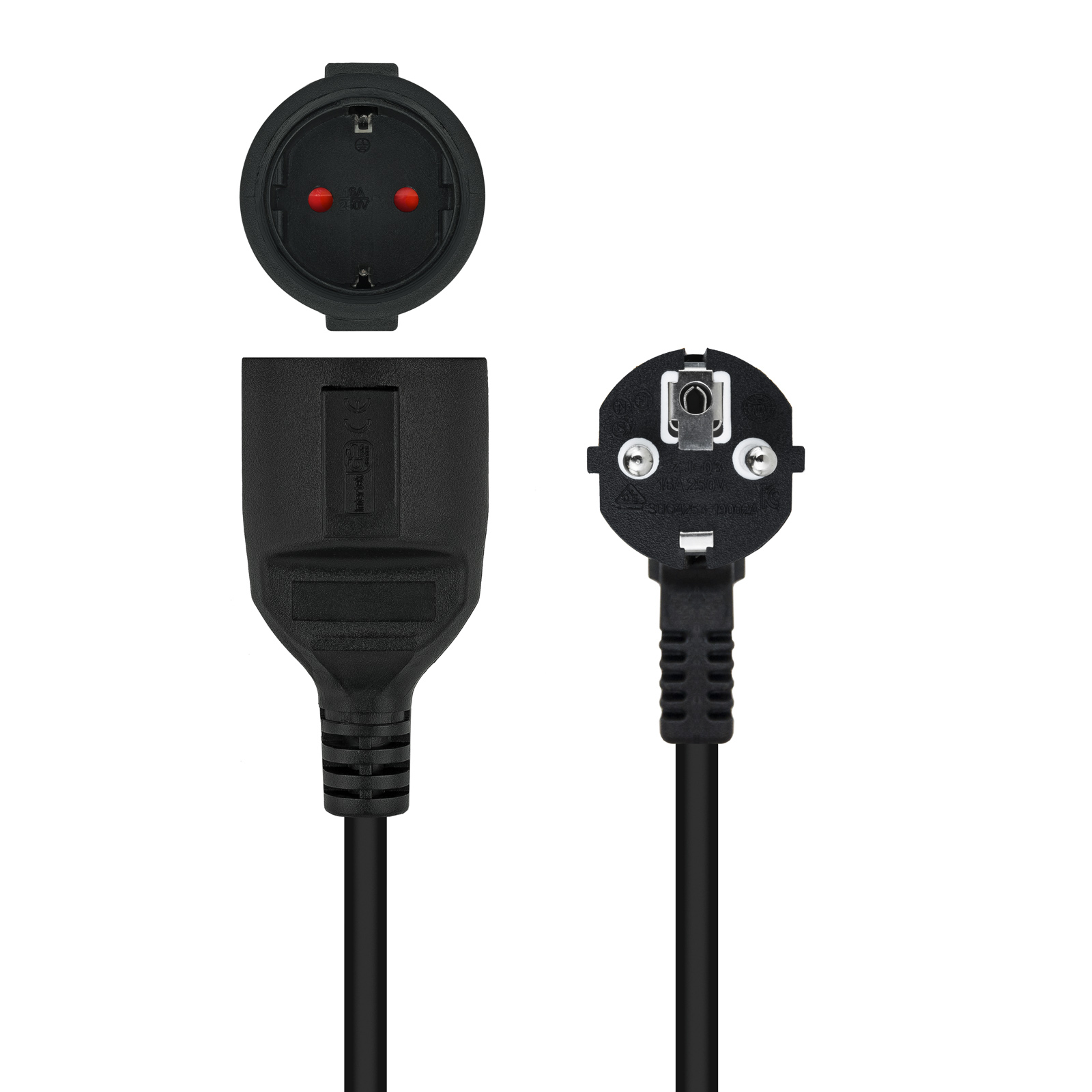 CABLE DE ALIMENTACION SCHUKO NANOCABLE 3M/ MACHO-HEMBRA/ NEGRO