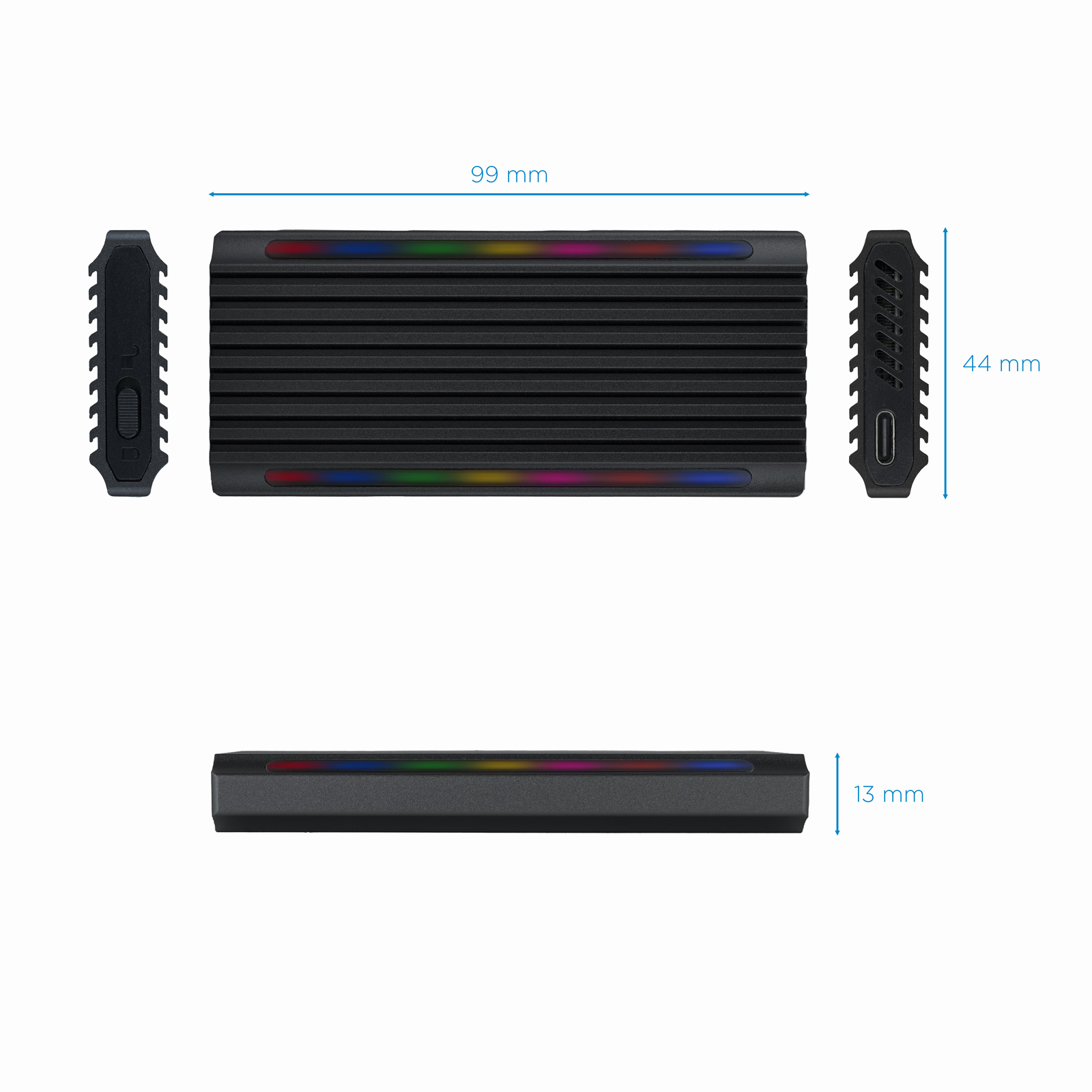 CAJA EXTERNA TOOQ TQE-2222B SHINOBI PARA SSD M.2 USB TIPO C RGB NEGRO
