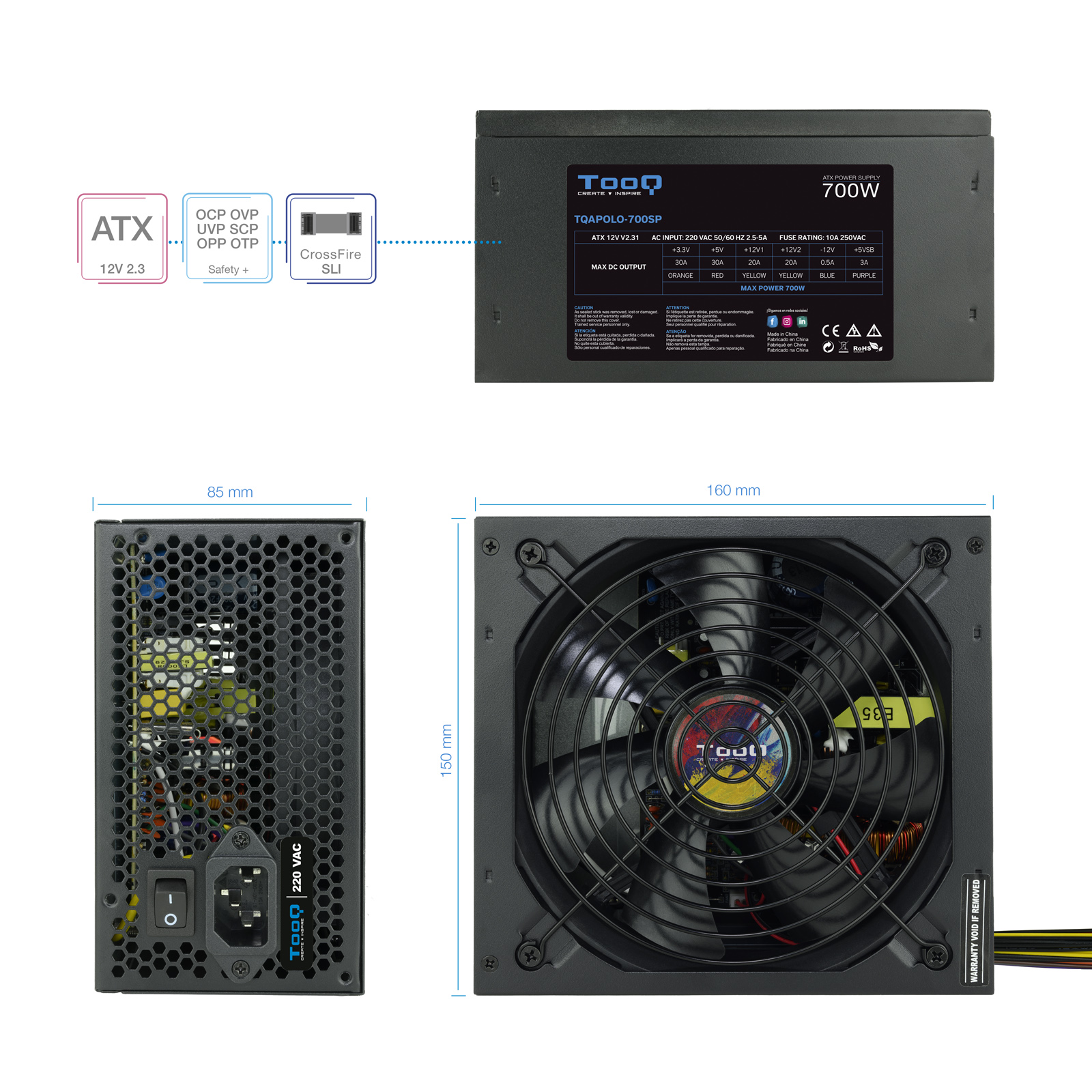 FUENTE ALIMENTACION TOOQ TQAPOLO-700SP ATX 700W