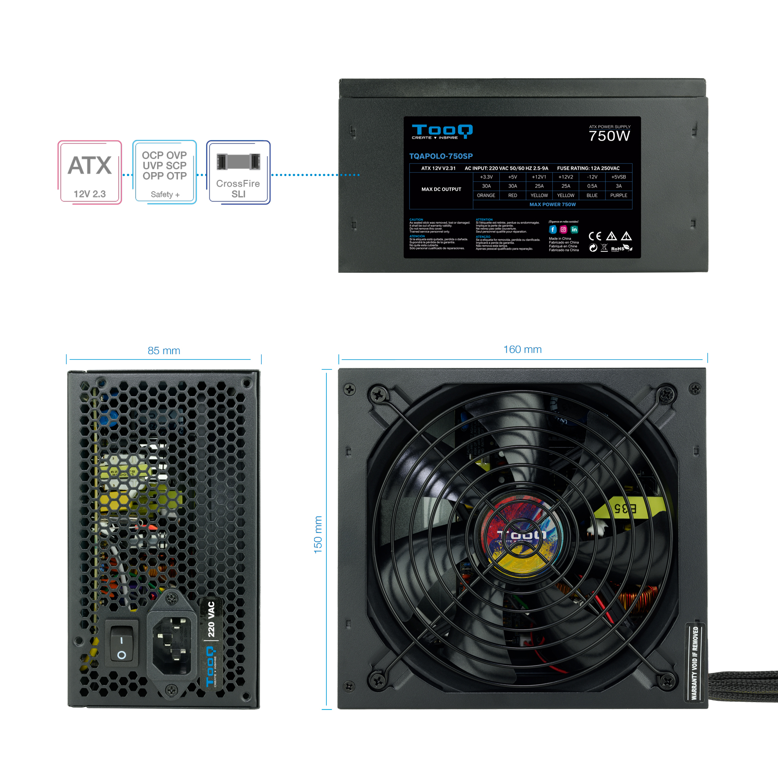 FUENTE ALIMENTACION TOOQ TQAPOLO-750SP ATX 750W