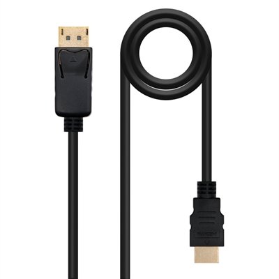 CABLE DISPLAYPORT A HDMI NANOCABLE 1M/ MACHO-MACHO/ NEGRO