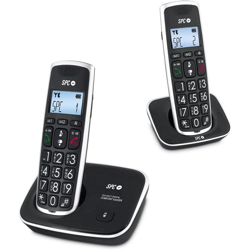 TELEFONO INALAMBRICO SPC DECT COMFORT KAISER DUO NEGRO