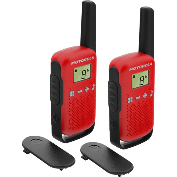WALKIE TALKIE MOTOROLA TLKR-T42 RED PACKS 2 PMR446/ 8KM/ 16CANALES/ 500MW/ CLIP CINTURON